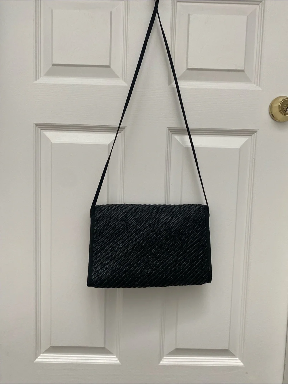 Mid Century Modern (MCM) Black Woven Envelope Crossbody Clutch